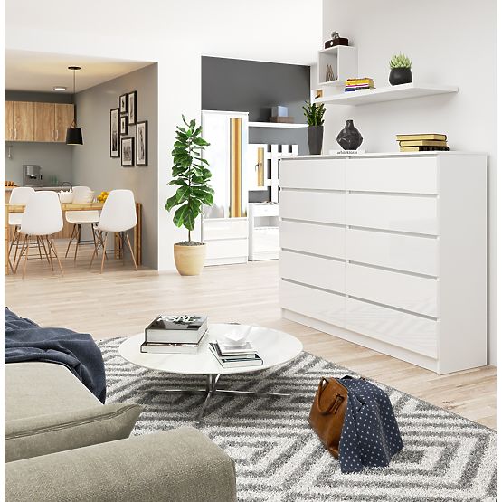 COMMODE K160 10TIROIRS CLP PK BLANC BRILLANT