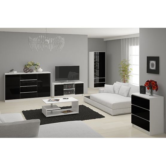COMMODE K160 2 PORTES 4 TIROIRS CLP PK NOIR BRILLANT