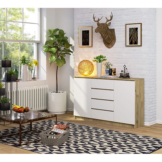 COMMODE K160 2D 4T CLP PK ARTISAN / BLANC