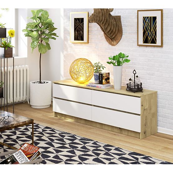 COMMODE K160 4TI CLP PK CHÊNE ARTISAN / BLANC