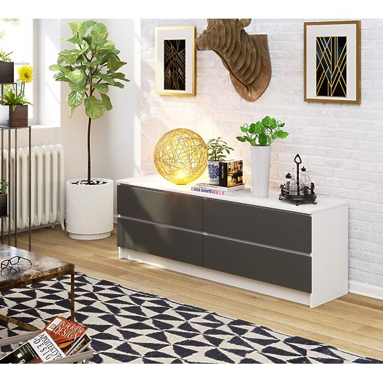 COMMODE K160 4TIROIRS CLP PK BLANC / GRIS