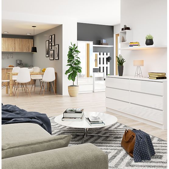 COMMODE K160 6TIROIRS CLP PK BLANC BRILLANT