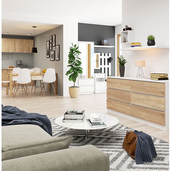 COMMODE K160 6TIROIRS CLP PK BLANC / SONOMA