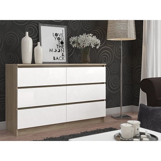COMMODE K160 6TIROIRS CLP PK CHÊNE SONOMA / BLANC