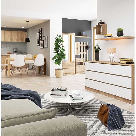 COMMODE K160 6TIROIRS CLP PK CHÊNE SONOMA / BLANC