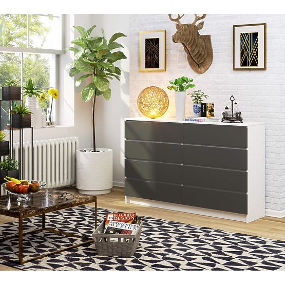 COMMODE K160 8TIROIRS CLP PK BLANC / GRIS
