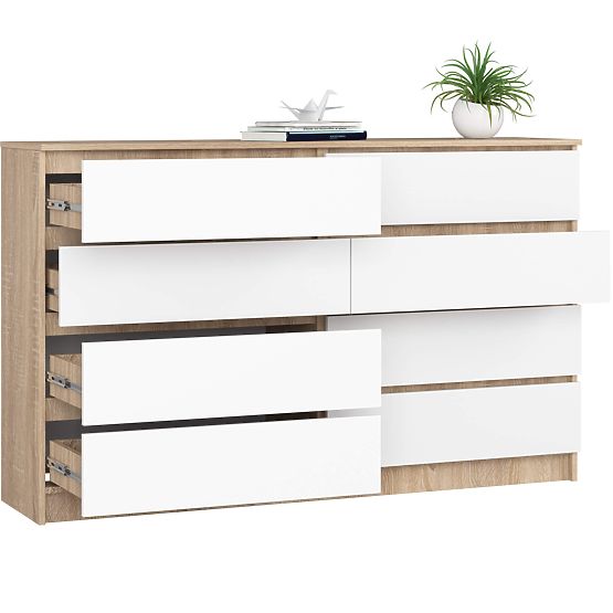 COMMODE K160 8TIROIRS CLP PK CHÊNE SONOMA / BLANC