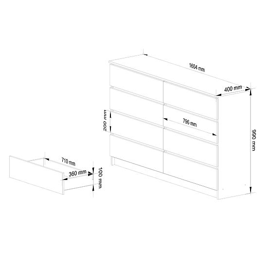 COMMODE K160 8TIROIRS CLP PK CHÊNE SONOMA