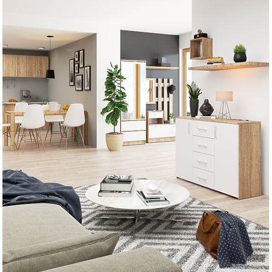 COMMODE K45 PK CHÊNE SONOMA / BLANC