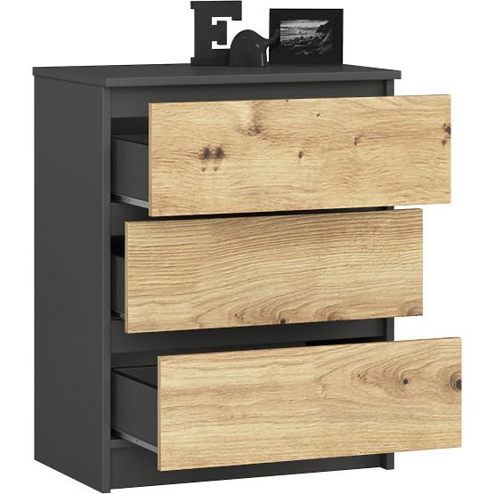 COMMODE K60 3TI CLP GRIS GRAPHITE / CHÊNE ARTISAN