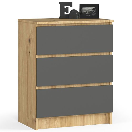 COMMODE K60 3TI CLP PK CHÊNE ARTISAN / GRIS