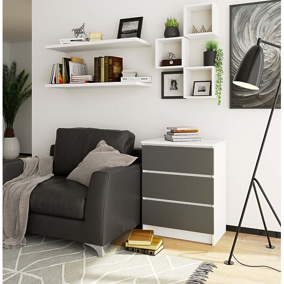 COMMODE K60 3TIROIRS CLP BLANC / GRIS