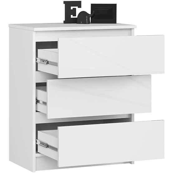 COMMODE K60 3TIROIRS CLP PK BLANC BRILLANT