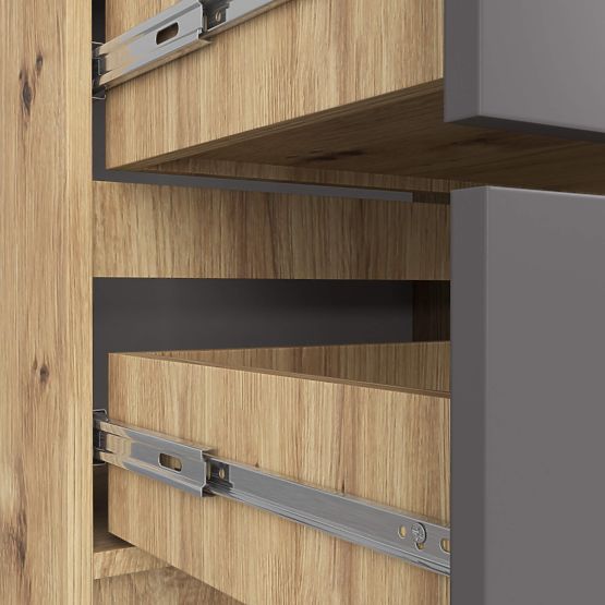 COMMODE K60 4TIROIRS PK CHÊNE ARTISAN / GRIS