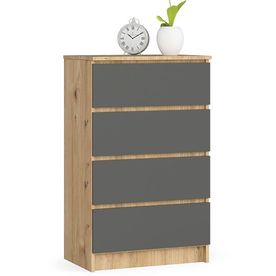 COMMODE K60 4TIROIRS PK CHÊNE ARTISAN / GRIS