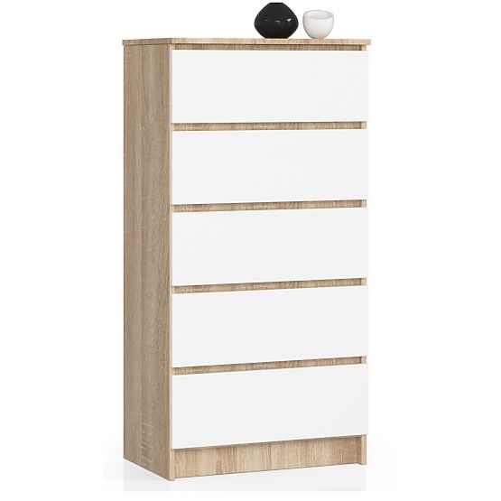 COMMODE K60 5TIROIRS CLP PK CHÊNE SONOMA / BLANC