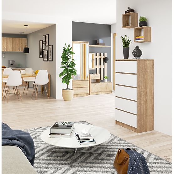COMMODE K60 5TIROIRS CLP PK CHÊNE SONOMA / BLANC