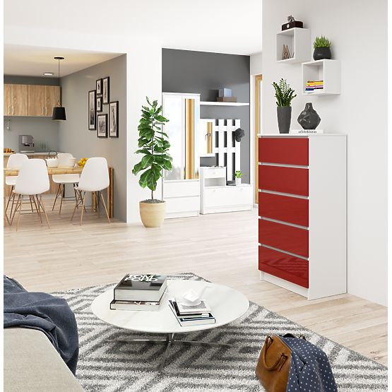 COMMODE K60 5TIROIRS CLP PK ROUGE BRILLANT