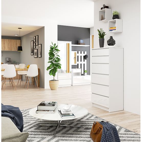 COMMODE K60 6TIROIRS CLP PK BLANC BRILLANT