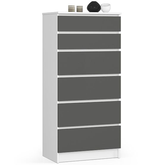 COMMODE K60 6TIROIRS CLP PK BLANC / GRIS