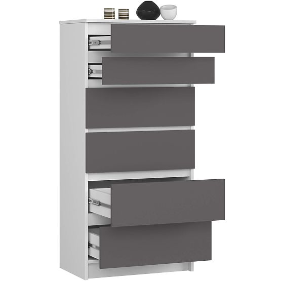 COMMODE K60 6TIROIRS CLP PK BLANC / GRIS