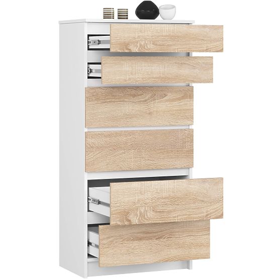 COMMODE K60 6TIROIRS CLP PK BLANC / SONOMA