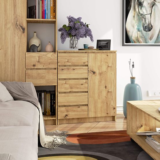 COMMODE K80 1D 5T PK CHÊNE ARTISAN