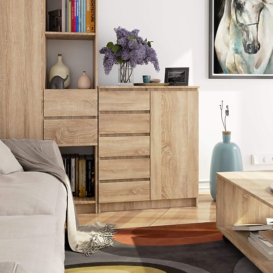 COMMODE K80 1D 5T PK CHÊNE SONOMA