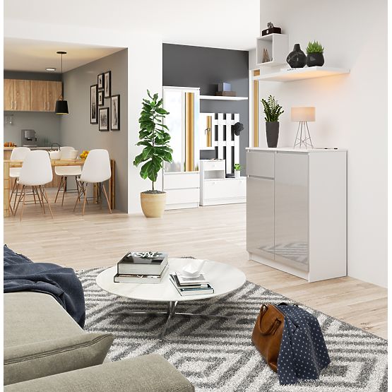 COMMODE K80 2D 1T CLP PK MÉTALLIQUE BRILLANT