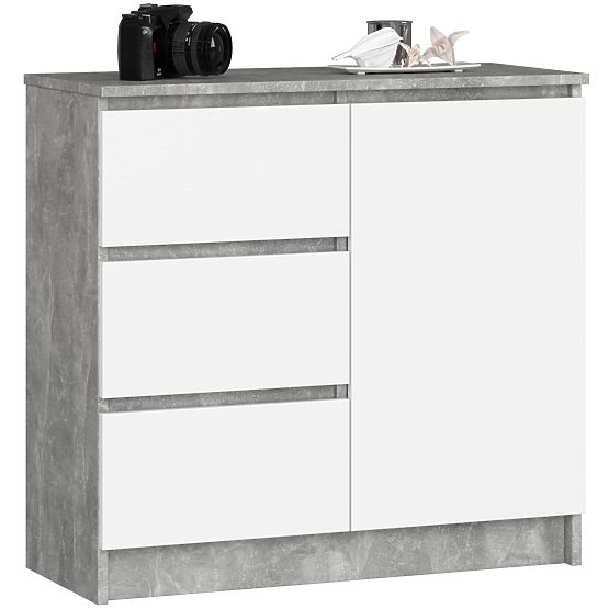 COMMODE K80 JERRY 1D 3T PK BÉTON / BLANC