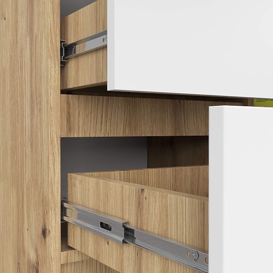 COMMODE K80 JERRY 1D 3T PK CHÊNE ARTISAN / BLANC