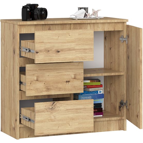 COMMODE K80 JERRY 1D 3T PK CHÊNE ARTISAN