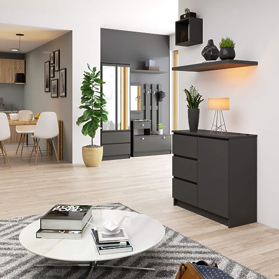 COMMODE K80 JERRY 1D 3T PK GRIS GRAPHITE