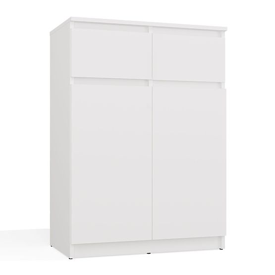 Commode Malwa 2DD2S Armoire 2 Portes 2 Tiroirs pour Salon BLANCHE