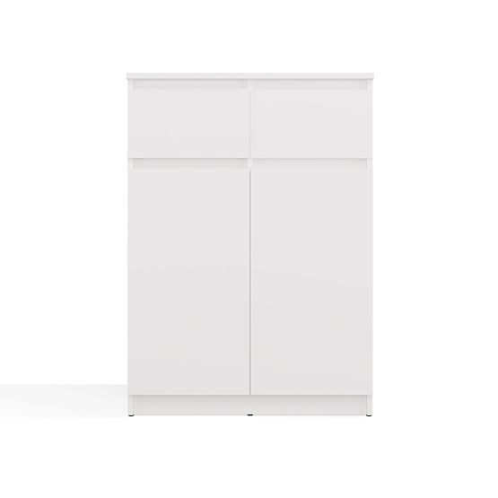 Commode Malwa 2DD2S Armoire 2 Portes 2 Tiroirs pour Salon BLANCHE
