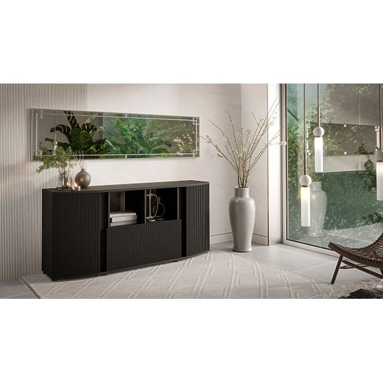 Commode MICHELLE noir/chêne viking