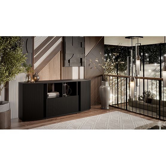 Commode MICHELLE noir/chêne viking