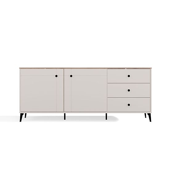 Commode POINT 2D3S Beige Cachemire Chêne Castello Armoire 3 Tiroirs 2 Portes Salon