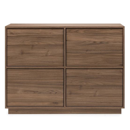 Commode quatre portes Japandi noyer royal