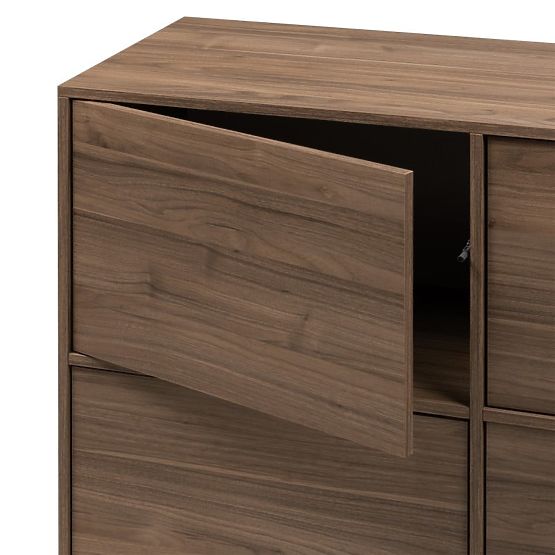 Commode quatre portes Japandi noyer royal