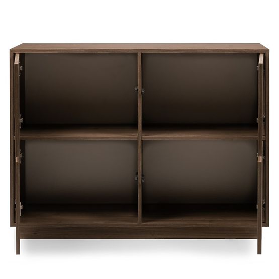 Commode quatre portes Japandi noyer royal