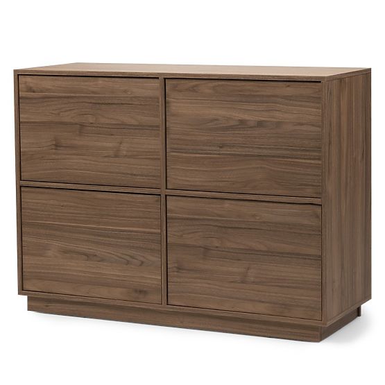 Commode quatre portes Japandi noyer royal