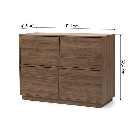 Commode quatre portes Japandi noyer royal
