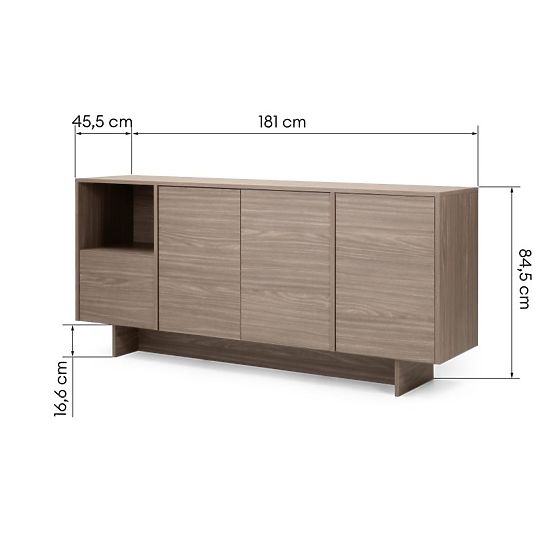 Commode à quatre portes Kanso, chêne perle