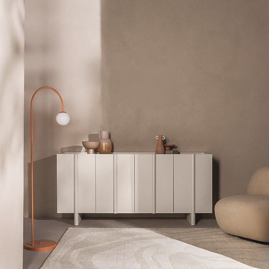 Commode à quatre portes Moss couleur cachemire, arrondie