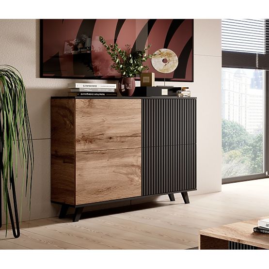 Commode RANDOM KM-2 - Chêne Wotan/Noir