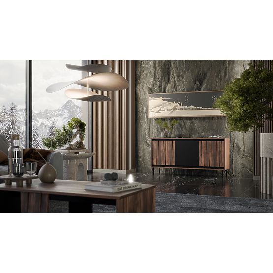 Commode SWING KM-1 noyer/noir, pieds : noir (2p=1ks)