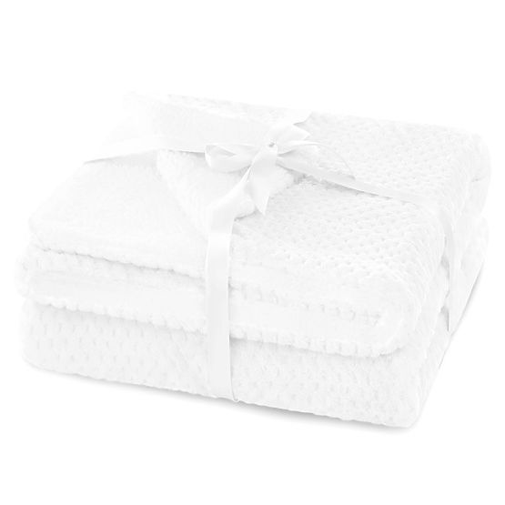 Couverture SHLEEPY blanche avec relief jacquard style classique 220x240