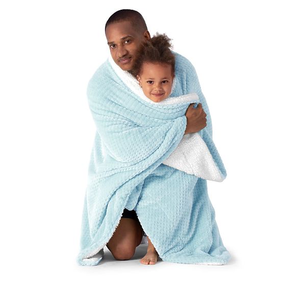 Couverture SHLEEPY bleue avec motif jacquard style classique 130x180