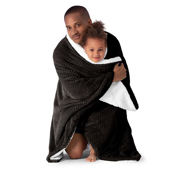 Couverture SHLEEPY noire avec motif jacquard style classique 130x180